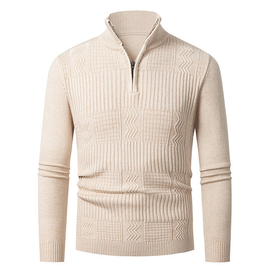 Herren Strickpullover mit modernem Reißverschluss und strukturierter Oberfläche EB