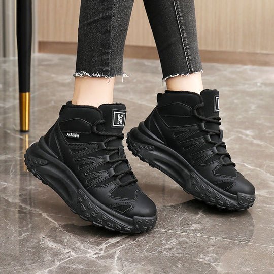 Damen modische Winter-Sneaker mit isolierendem Fleece-Futter und rutschfester Laufsohle EB