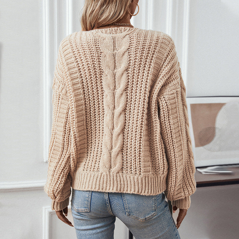 Damen Grobstrickpullover mit oversized Schnitt und Zopfmuster EB
