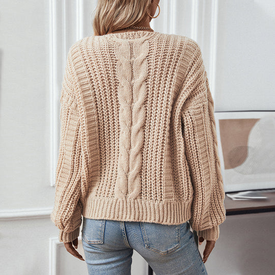 Damen Grobstrickpullover mit oversized Schnitt und Zopfmuster EB