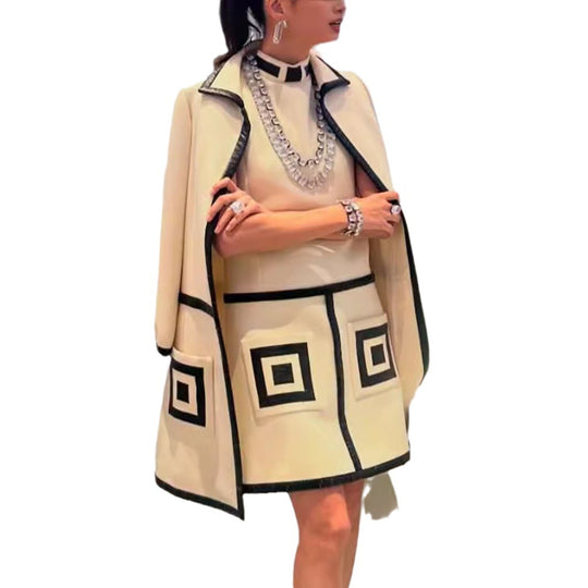 Damen Elegante und raffinierte Jacke mit strukturiertem Design und Kontrastnähten EB