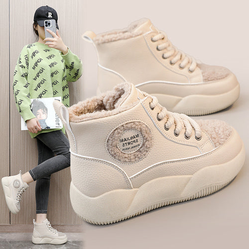 Damen hohe Sneaker mit flauschigem Innenfutter und robuster Sohle EB
