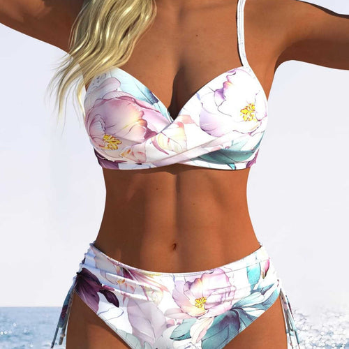 Damen Bikini-Set mit gepolstertem Oberteil und hohem Bund EB