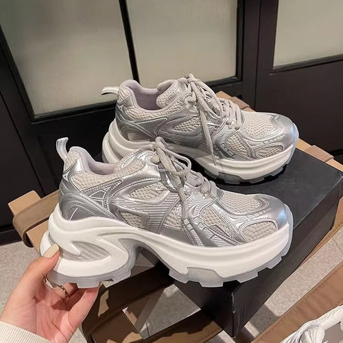 Damen Sportliche Chunky Sneakers mit atmungsaktivem Mesh-Obermaterial und innovativer Dämpfung EB