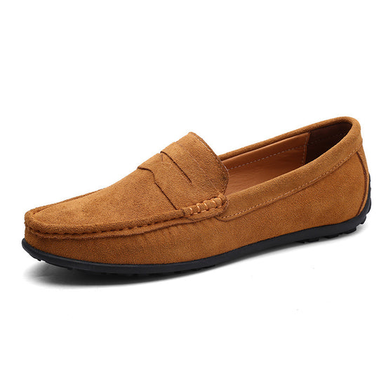 Herren nan eleganter Wildleder-Loafer mit handgenähter Moccasinnaht und rutschfester Gummiprofilsohle EB