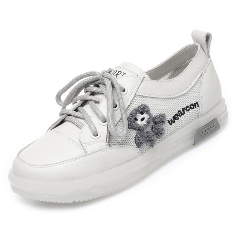 Damen Sportliche Sneaker aus hochwertigem Leder mit verspieltem Motiv und komfortabler Dämpfung EB