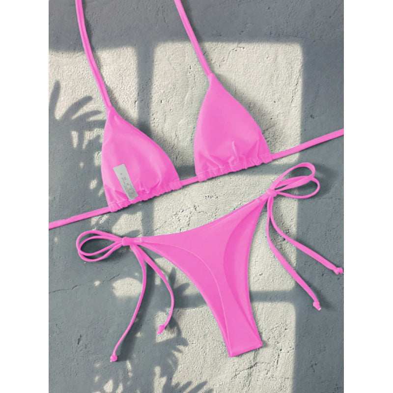 Damen Triangel-Bikini mit verstellbaren Trägern und seitlichen Schleifen EB