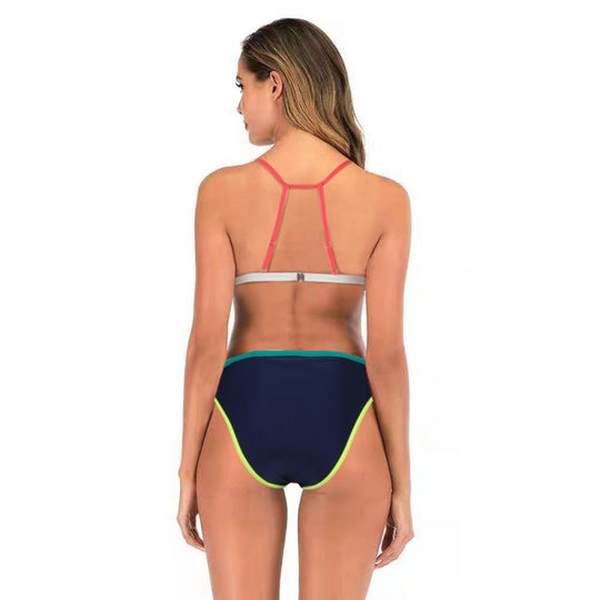 Damen Triangelbikini mit sportlichem Design und modischen Kontrasten EB