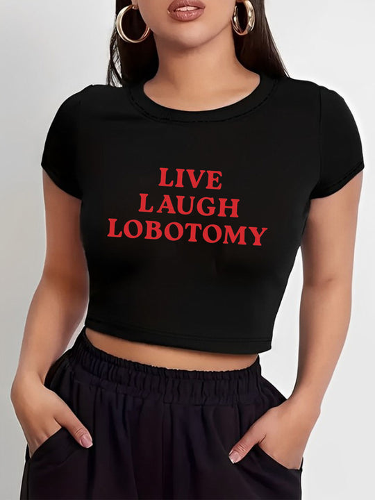 Damen Crop-T-Shirt mit fröhlichem Kirschmotiv EB