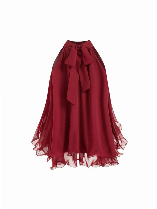 Damen Schwingender Chiffon-Rock mit Schleifenverschluss EB