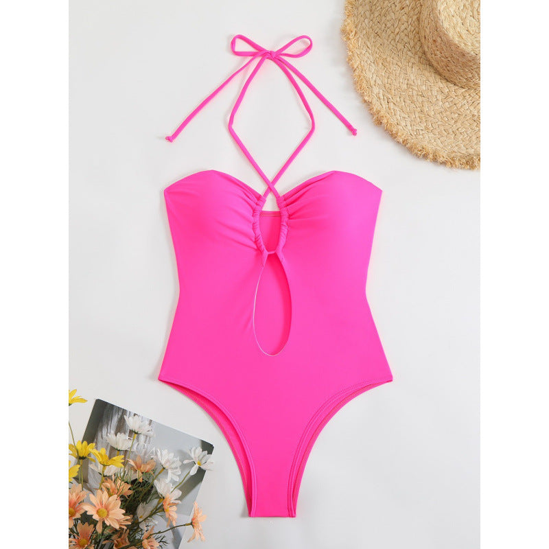 Damen Einteiliger Badeanzug mit modischem Cut-Out-Design und trägerlosem Oberteil EB