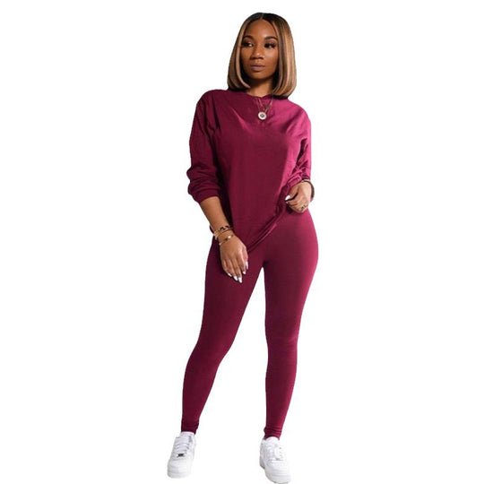 Damen Langarm Schlafanzug Set mit elastischen Hosen EB