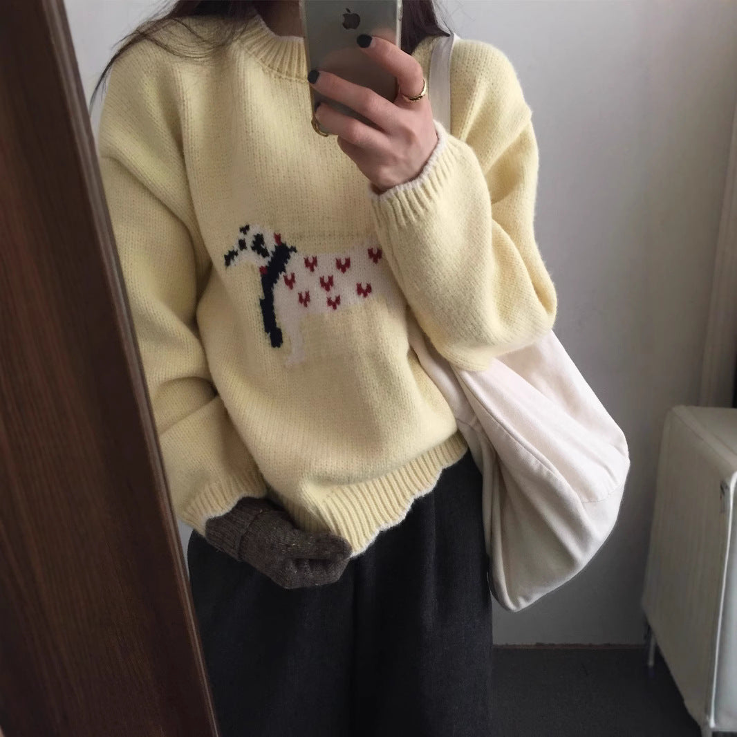 Damen kuscheliger Pullover mit Tiermotiv EB