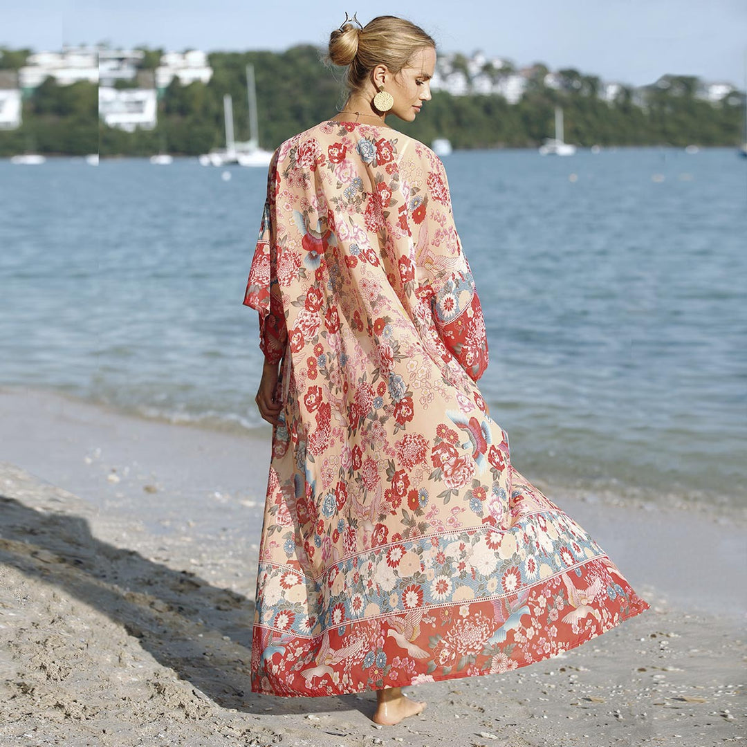 Damen luftige Strandkatze mit floralem Motiv EB