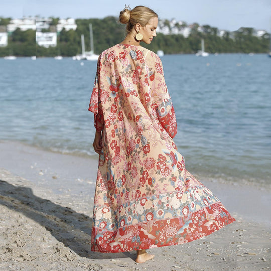 Damen luftige Strandkatze mit floralem Motiv EB