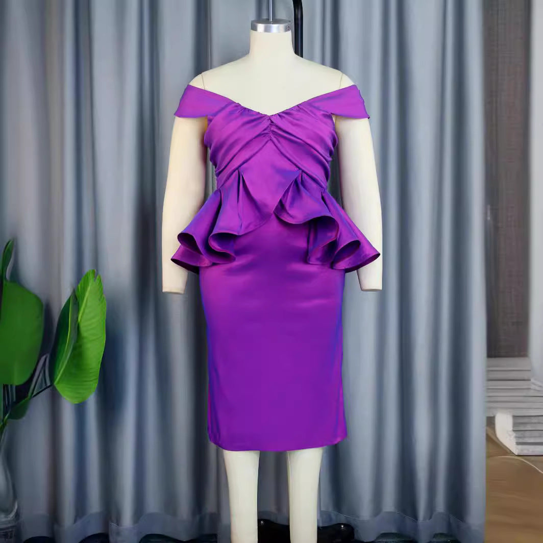 Damen Abendkleid mit voluminösen Rüschendetails EB