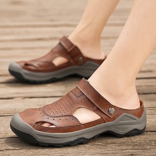 Damen Sommerliche Leder-Sandalen mit atmungsaktivem Design EB