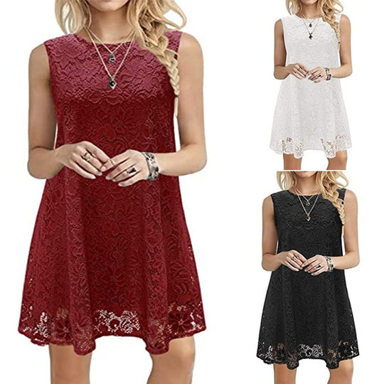 Damen elegantes Spitzenkleid mit A-Linien-Schnitt EB
