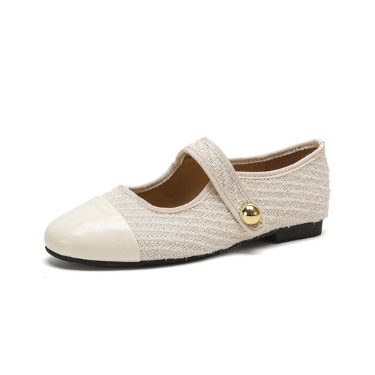 Damen Ballerinas mit dekorativem Riemen und edlem Knopf EB