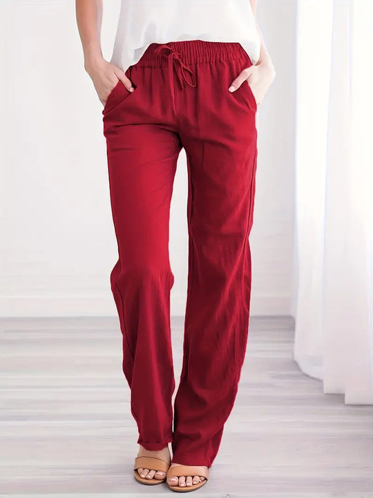 Damen Weite Hose mit elastischem Bund und praktischen Seitentaschen EB