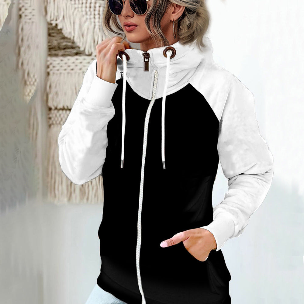 Damen nan Kapuzenjacke mit hohem Stehkragen, durchgehendem Reißverschluss und Raglanärmeln EB