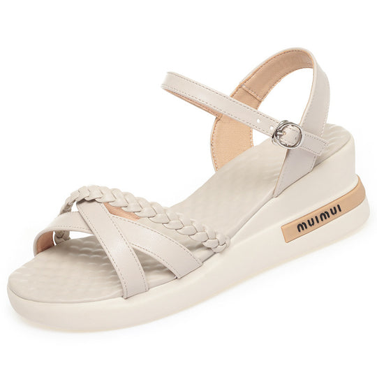 Damen Wedge-Sandaletten mit geflochtenem Riemendesign und bequemem Fußbett EB