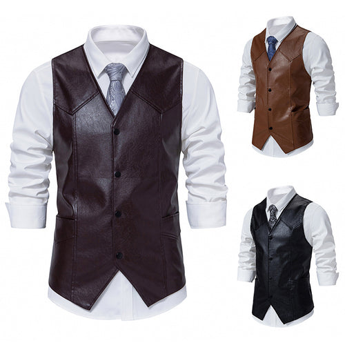 Herren elegante Kunstlederweste EB