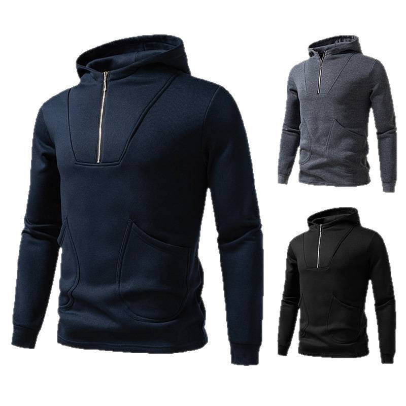 Herren Kapuzenpullover mit modernem Zipper und praktischen Taschen EB