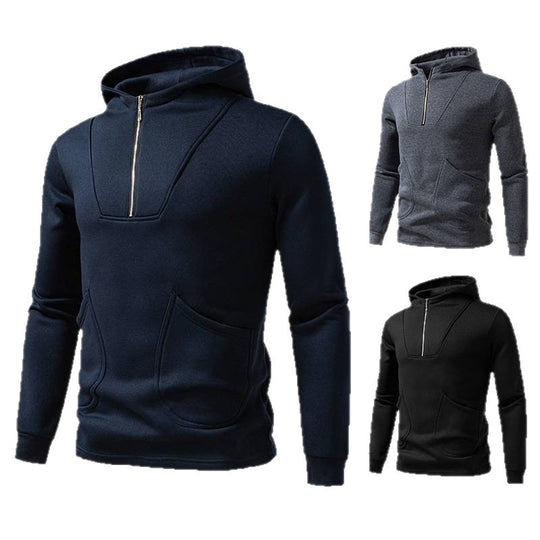 Herren Kapuzenpullover mit modernem Zipper und praktischen Taschen EB