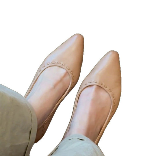Damen elegante Ballerinas mit hochwertiger Lederoberfläche und modischem Lochmuster EB