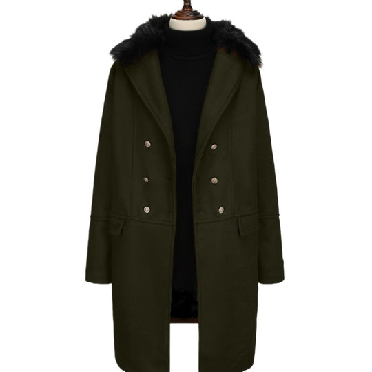 Herren elegante Wolljacke mit kunstfellkragen EB