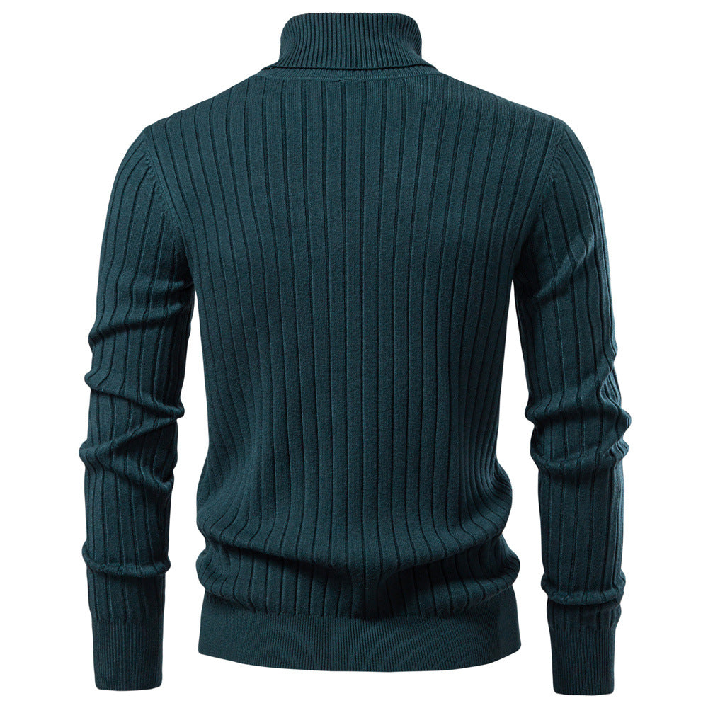 Herren Rollkragenpullover mit feinem Rippstrukturdesign EB