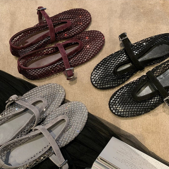 Damen Glamouröse Mules mit funkelndem Strass-Design EB