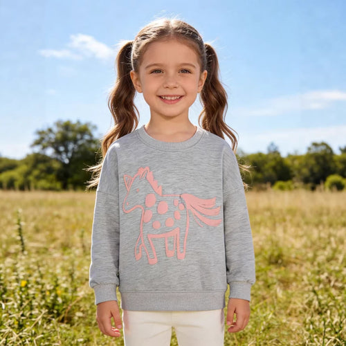 Mädchen Sweatshirt mit verspieltem Pferde-Design EB