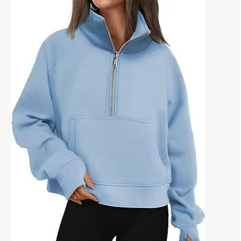 Damen Sportlicher Hoodie mit hohem Kragen EB