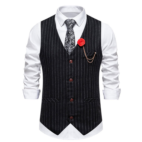 Herren elegante Anzugweste mit feinem Nadelstreifen und praktischen Taschen EB