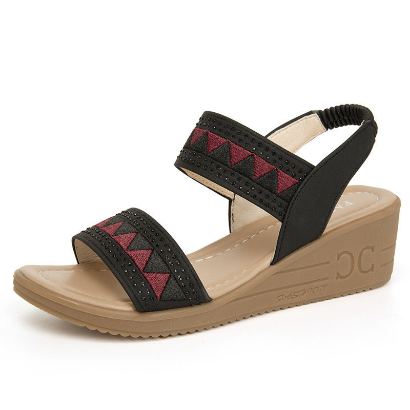 Damen Wedge-Sandalen mit dekorativem Riemendesign und komfortablem Fußbett EB