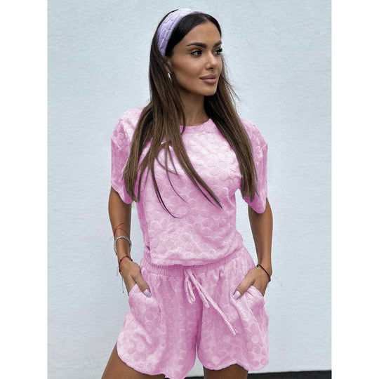 Damen Sportliches Zweiteiliges Set mit luftigen Shorts und T-Shirt EB