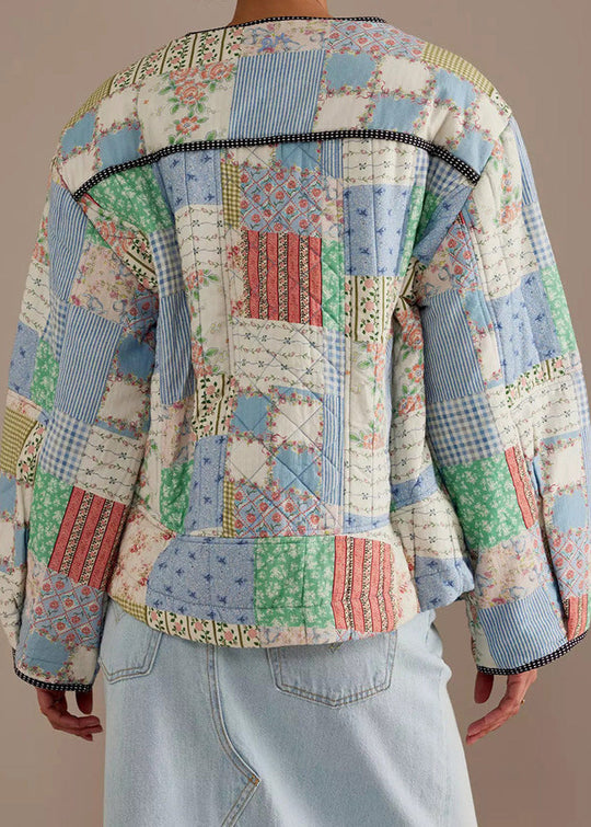 EB | Patchwork - Baumwoll-Quilted-Jacke mit Rundhals