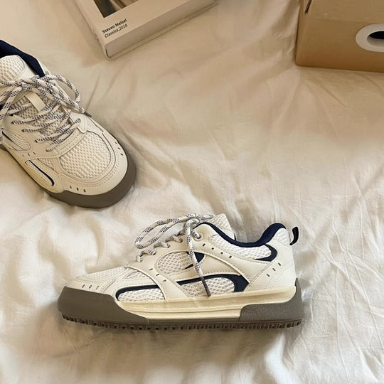 Damen Sportliche Sneaker mit atmungsaktiver Netzoberfläche und stabiler Sohle EB