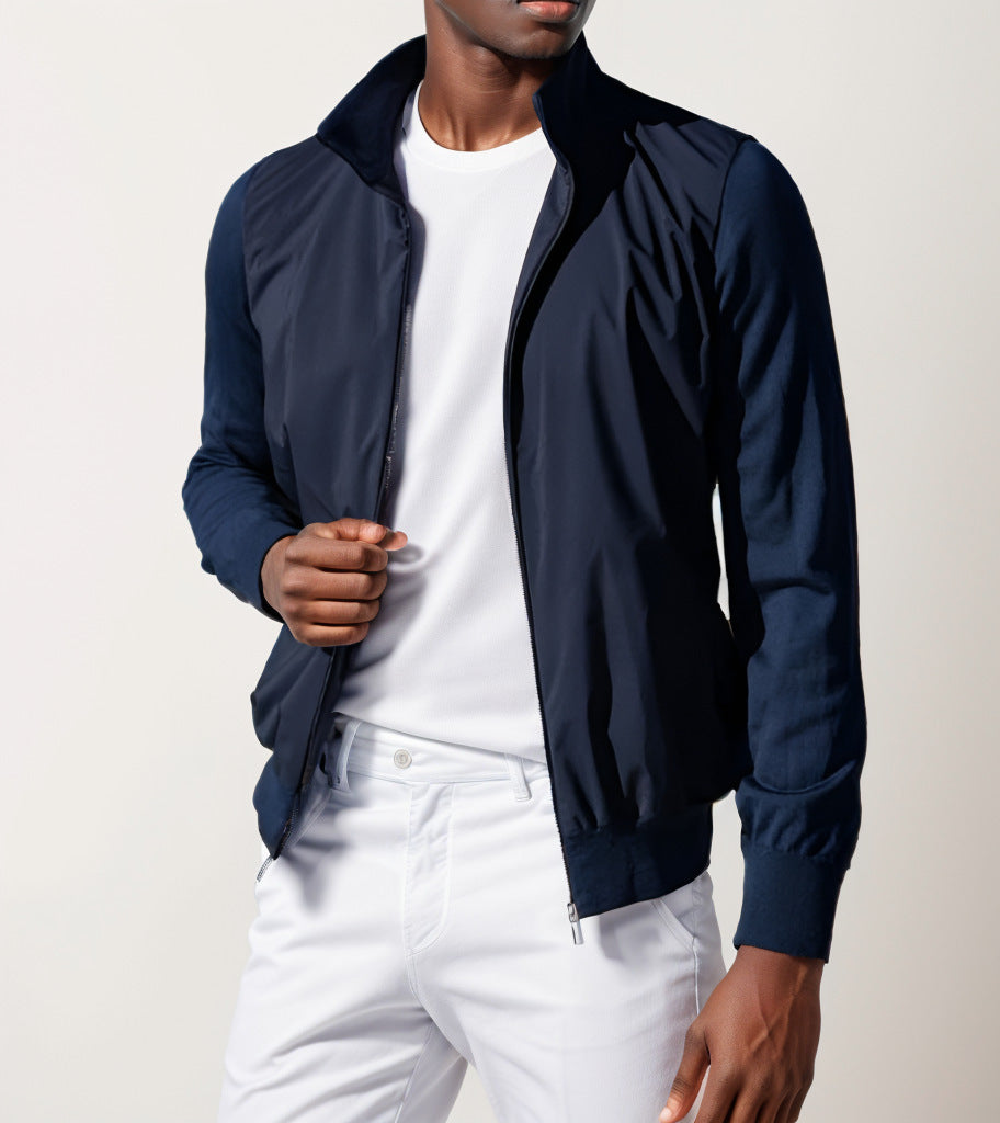 Herren modische Leichtjacke mit Stehkragen und praktischen Taschen EB