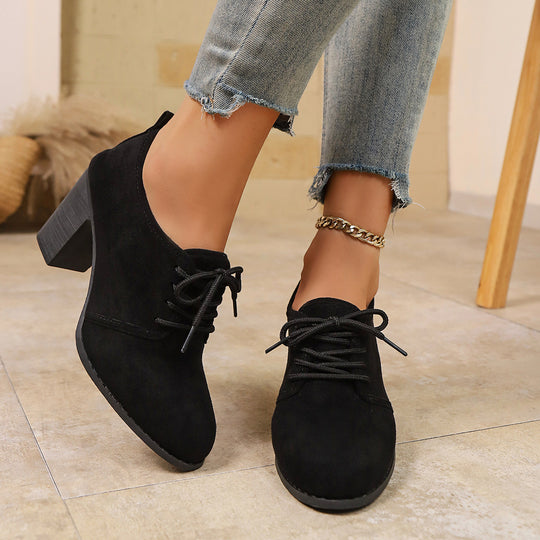 Damen elegante Plateau-Schnürschuhe mit modischem Blockabsatz und komfortablem Fußbett EB