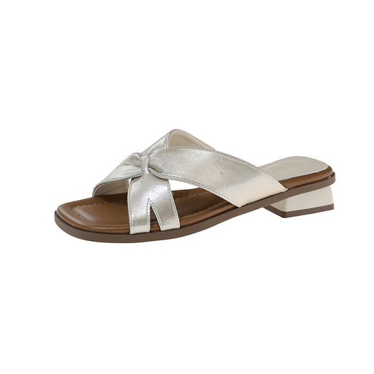 Damen elegante Mules mit modischem Knoten-Design EB