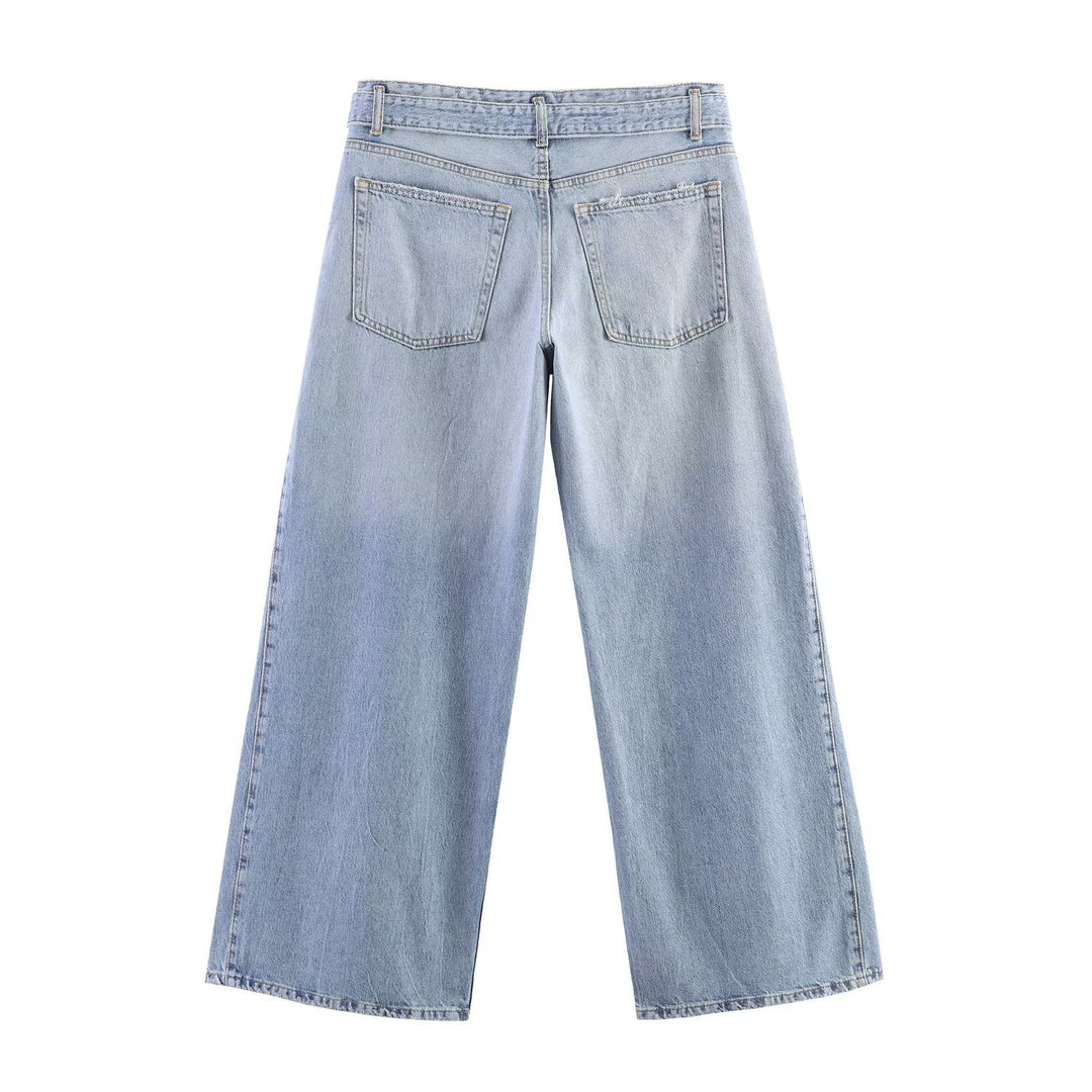 Damen weite Jeans im modernen Schnitt mit hohen Seitenöffnungen EB