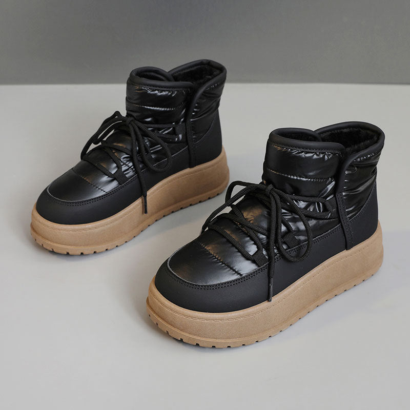 Damen modische Winterstiefeletten mit warmem Kunstfell und robuster Sohle EB