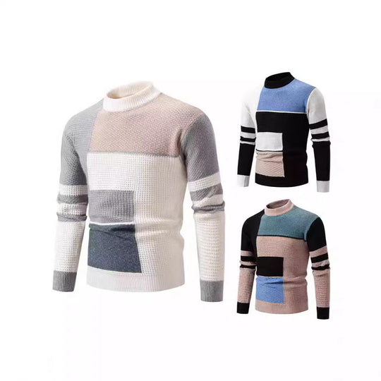 Herren Strukturierter Pullover mit modernem Farbblockdesign EB