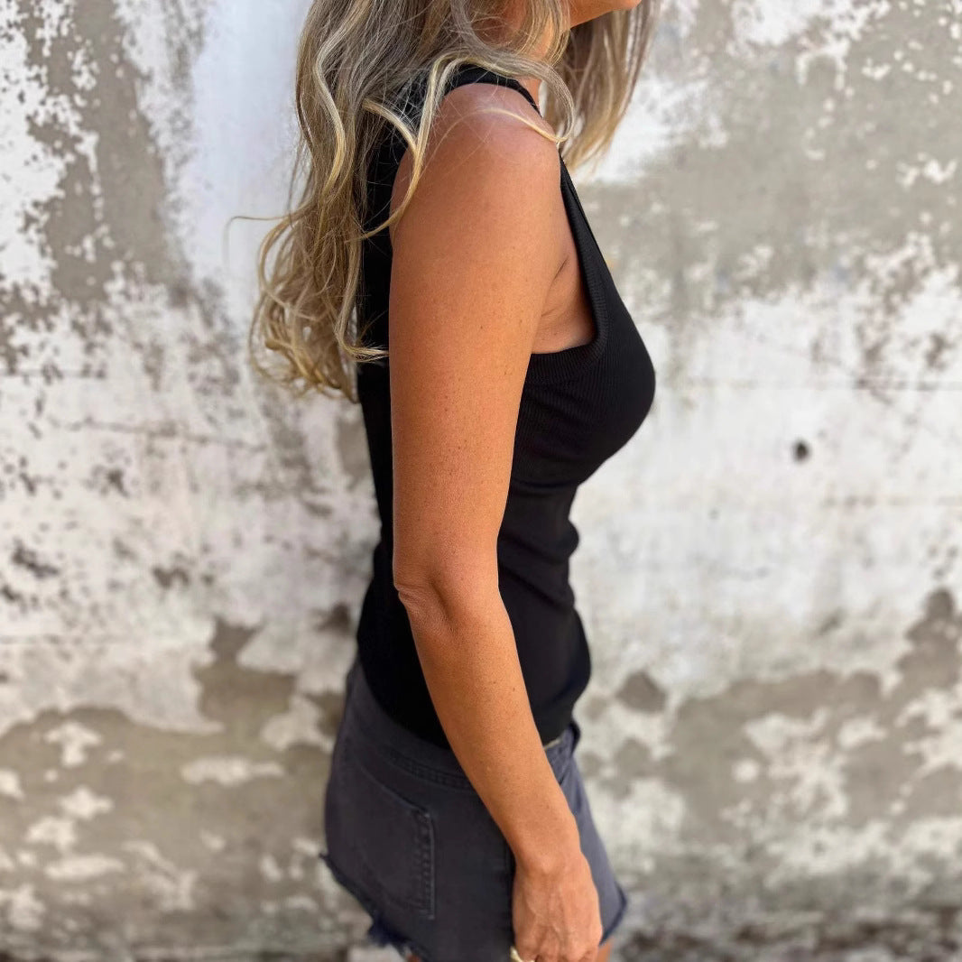 Damen Bequeme Stretch-Top mit breiten Trägern EB