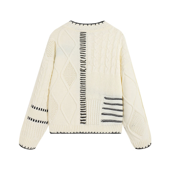 Damen lässiger Strickpullover mit grafischem Muster EB