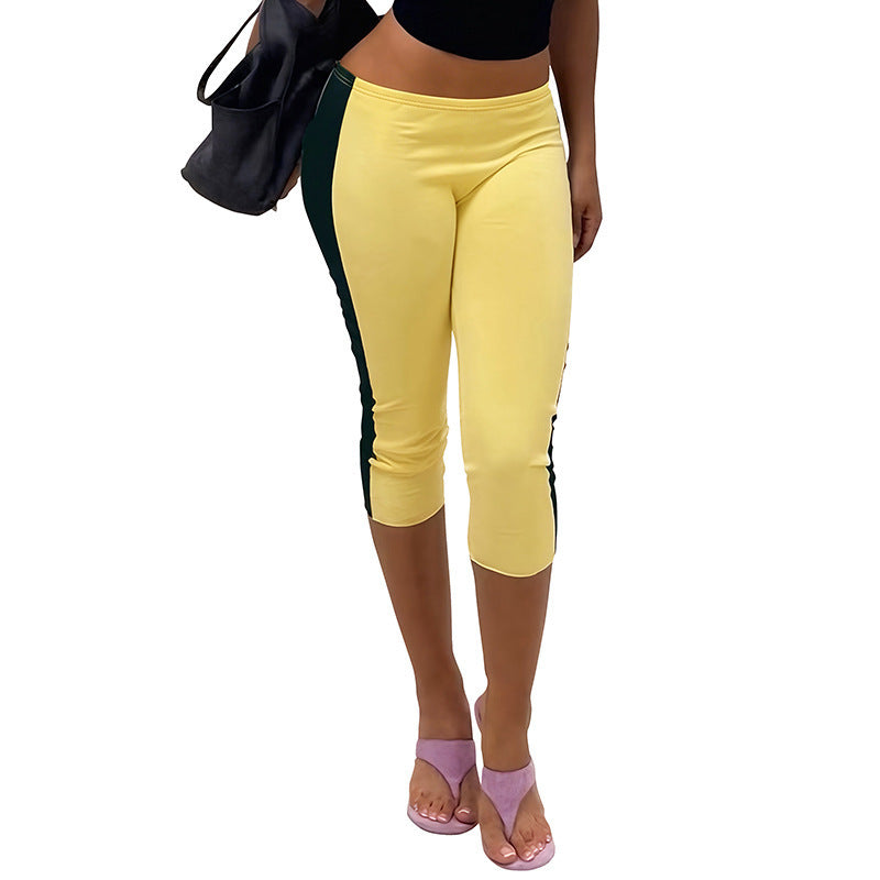 Damen Sportliche 3/4-Leggings mit seitlichen Kontraststreifen EB