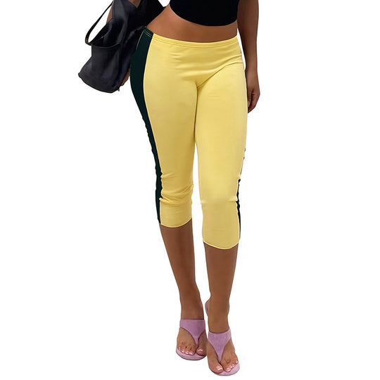 Damen Sportliche 3/4-Leggings mit seitlichen Kontraststreifen EB